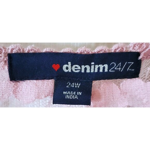 DENIM 24/7 WOMENS SLEEVELESS LACE BLOUSE BUTTON DOWN SHIRT SIZE 24W NWT - Picture 5 of 7